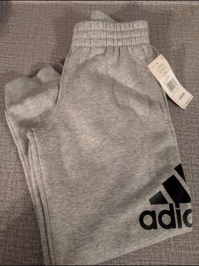 adidas Kids Gray Logo Sweatpants Pockets Joggers